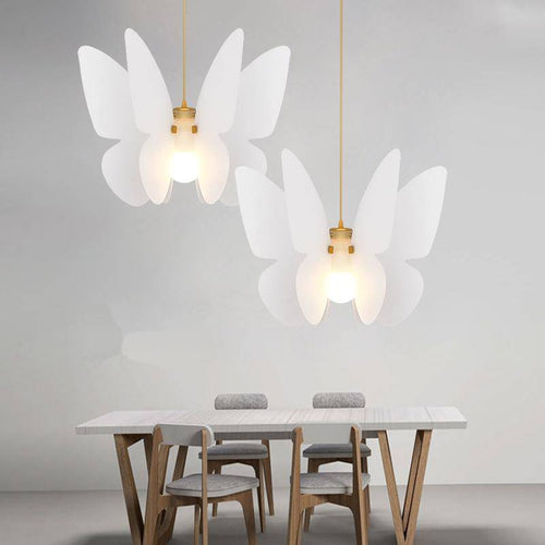 Lámpara de suspensión design LED blanco estilo mariposa