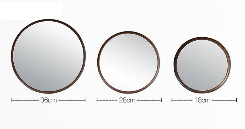 Round wooden wall mirror (various sizes)