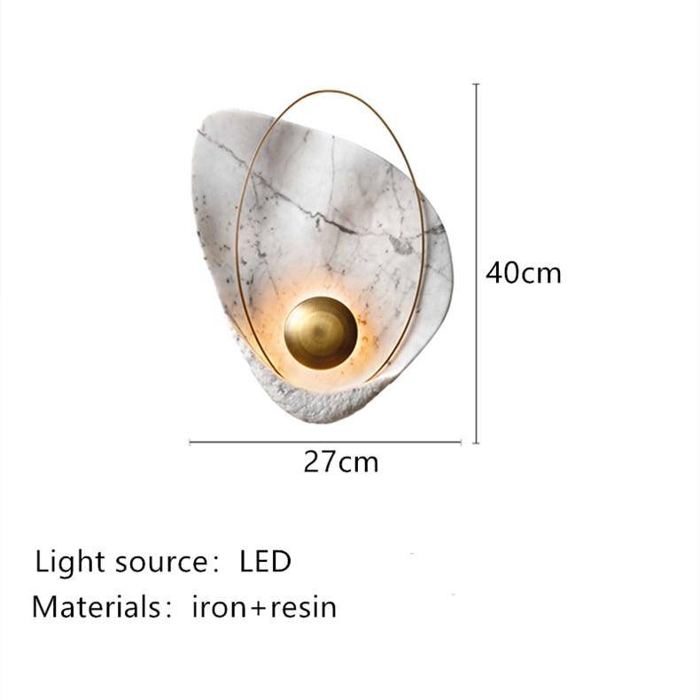 Aplique design LED estilo mármol con anillo dorado