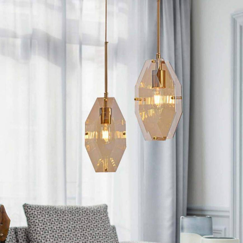 Suspension design LED aux formes géométriques en verre Luxury