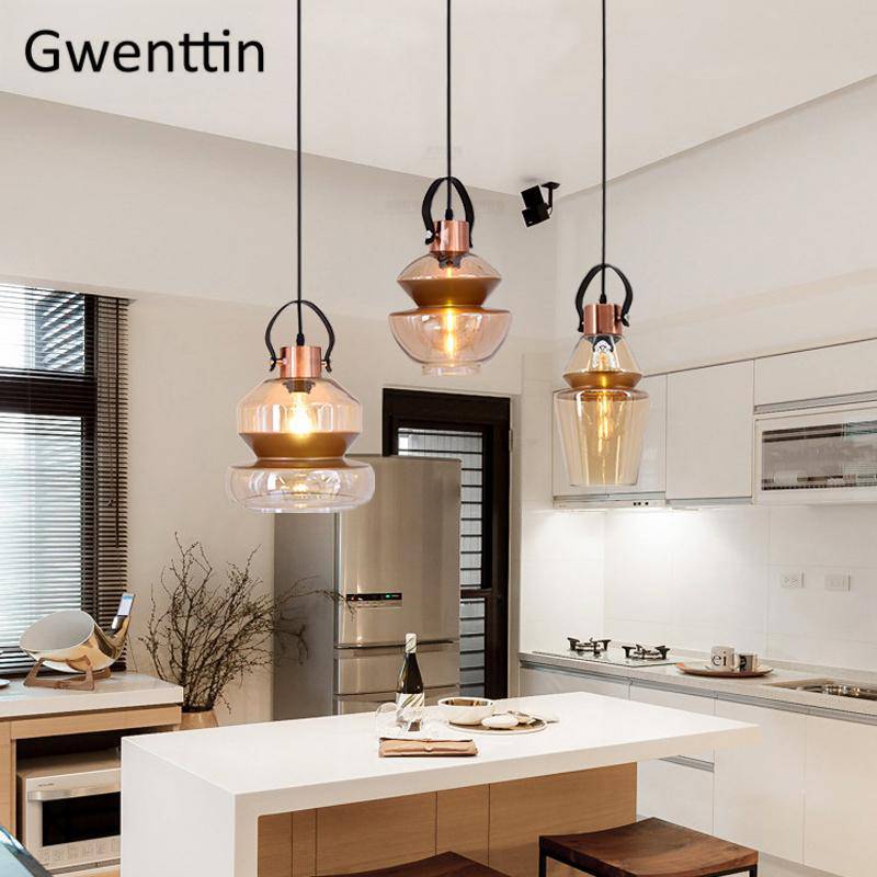 Suspension LED design formes en verre industriel - vue 3 sur 12