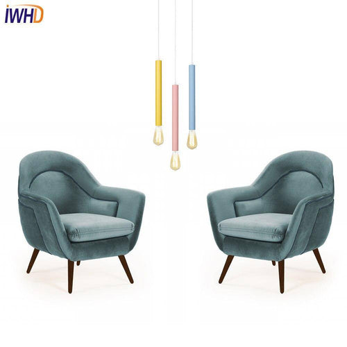 Suspension LED cylindre coloré avec lampe apparente