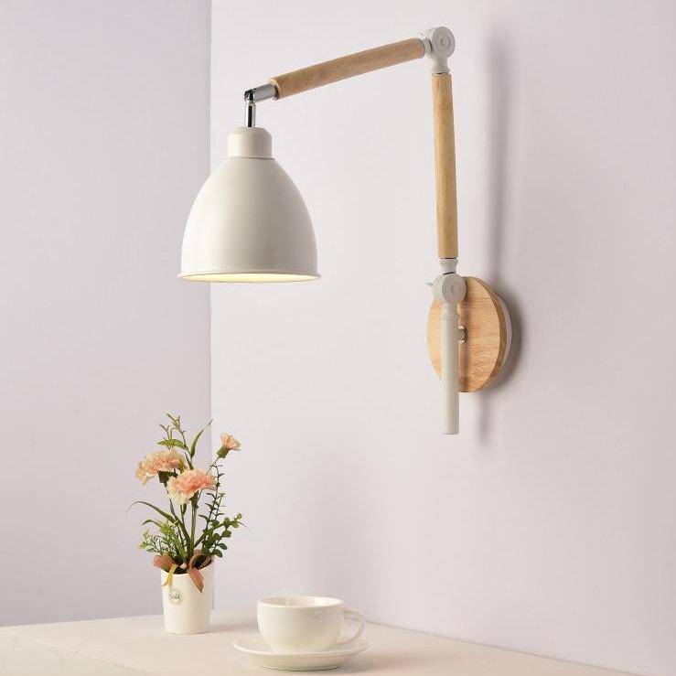 wall lamp Wall-mounted LED arm in metal and wood