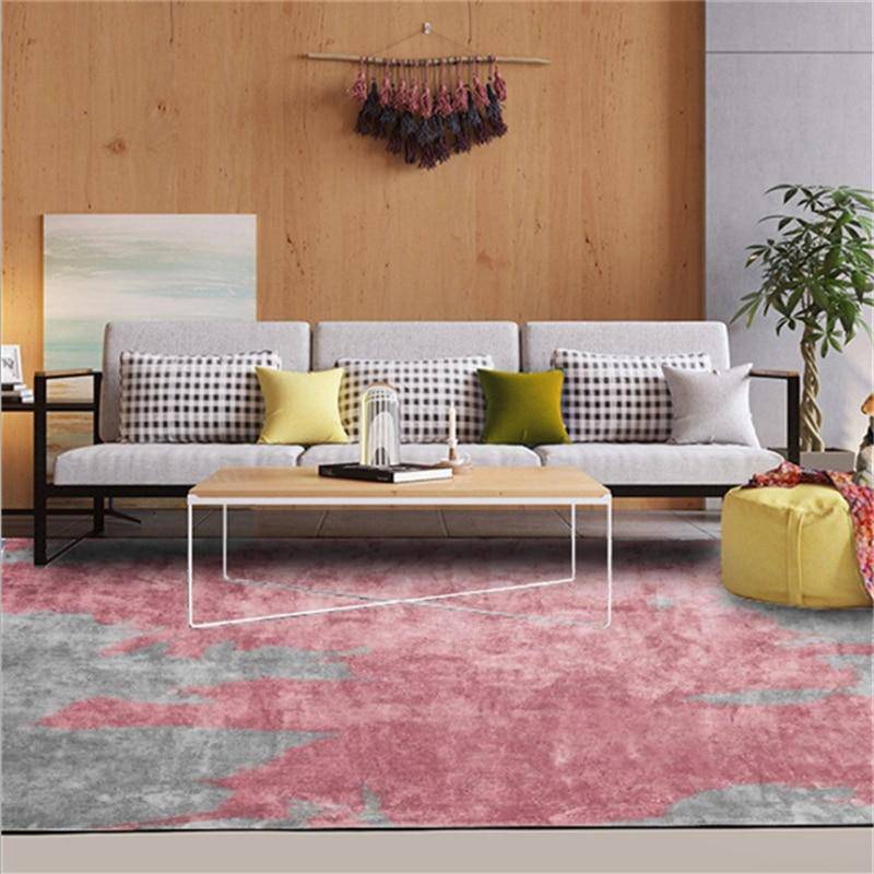 Tapis rectangle bicolore gris et rose Sweet