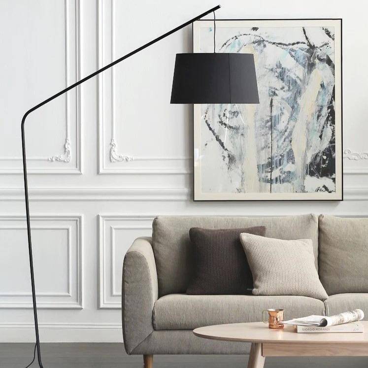 Lampadaire design noir avec abat-jour en tissu Creative