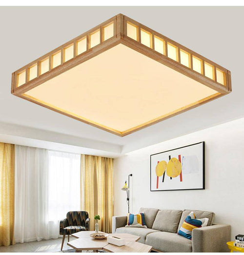 Plafonnier LED carré style japonais Tatami