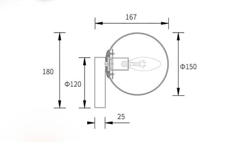 Applique à LED design boule en verre et support rond doré - vue 5 sur 5
