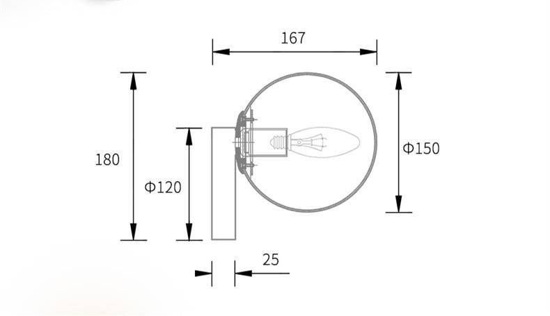 Aplique LED design bola de cristal y soporte redondo dorado