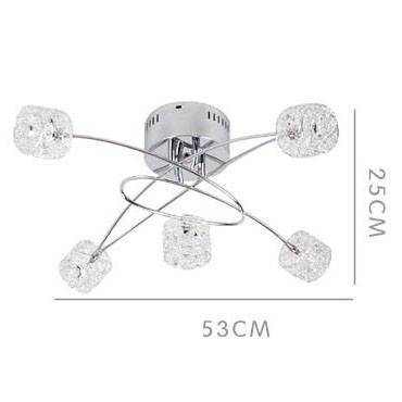 Plafonnier chromé et cristal en aluminium