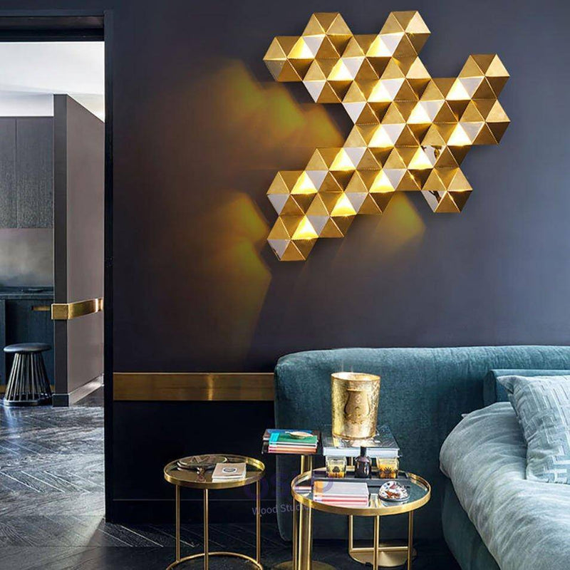Lámpara de pared design LED con formas geométricas doradas Lujo
