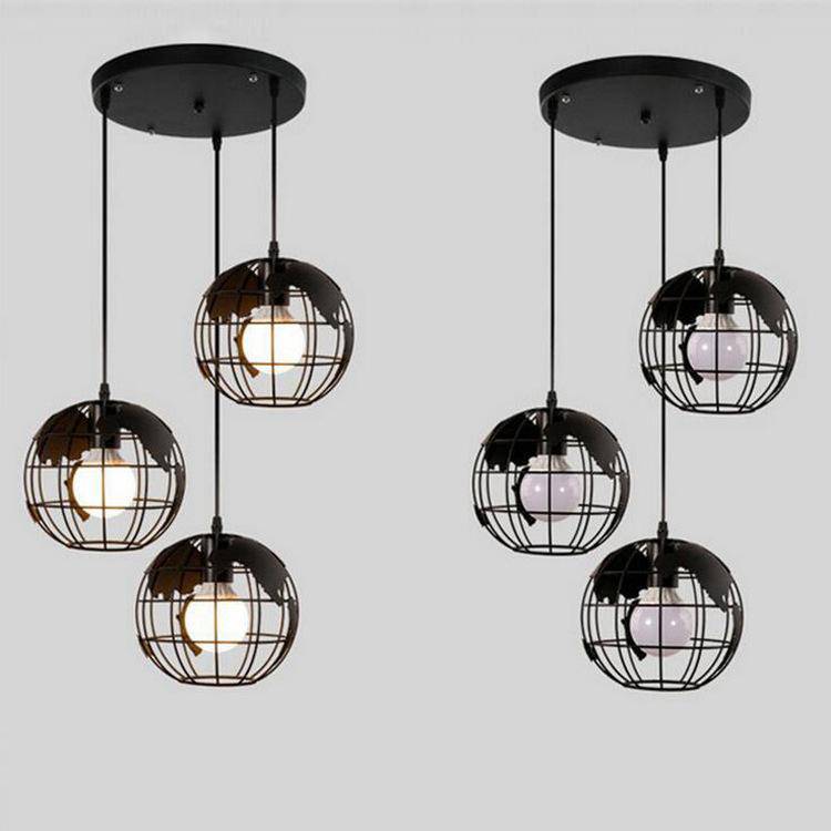 pendant light modern globe in a cage