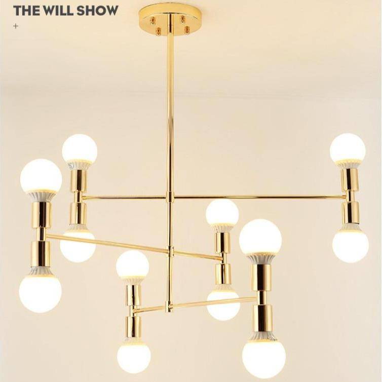Lustre design doré en métal Concise - vue 5 sur 5
