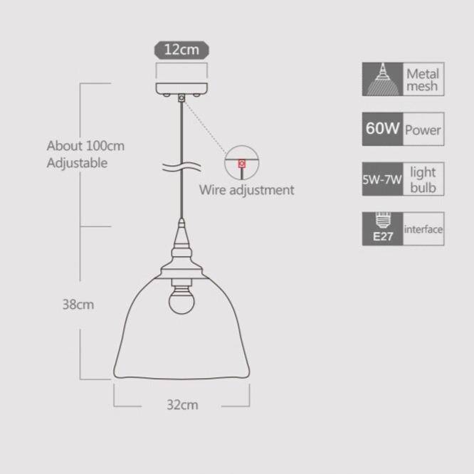 Suspension moderne LED avec abat-jour cage blanche style industriel