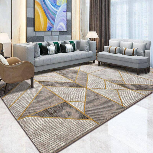 Rectangular carpet with grey geometric shapes Shen