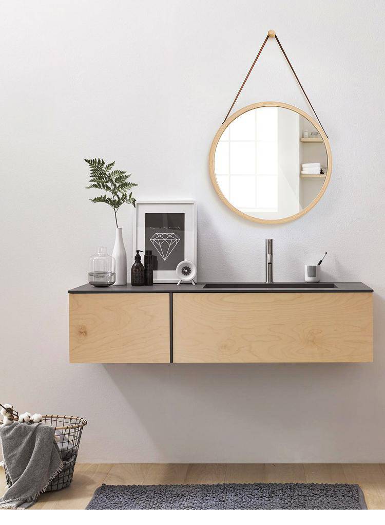 Round hanging wall mirror with frame Hotel