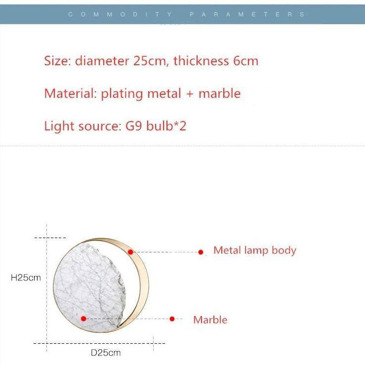 Applique murale design LED style marbre et rond doré - vue 7 sur 7