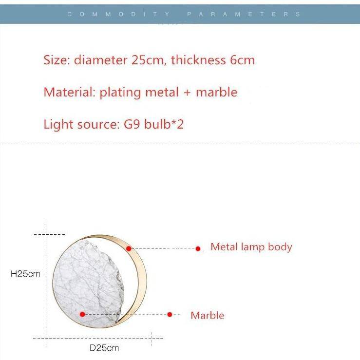 Aplique design LED estilo mármol y redondo dorado