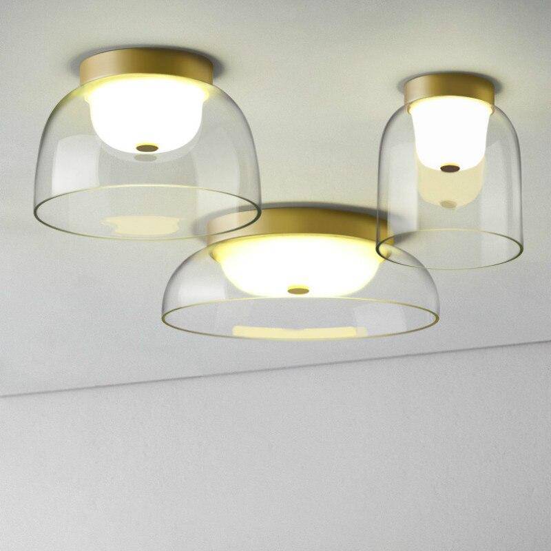 Plafonnier doré rond en verre de plusieurs tailles
