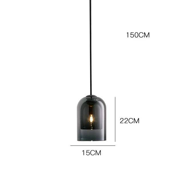 Suspension design tube arrondi en verre fumé