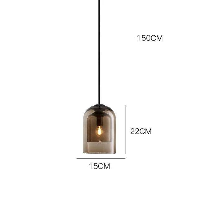 pendant light rounded tube design in smoked glass