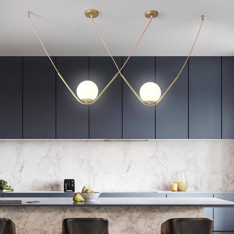 pendant light design glass ball with golden arm Arto