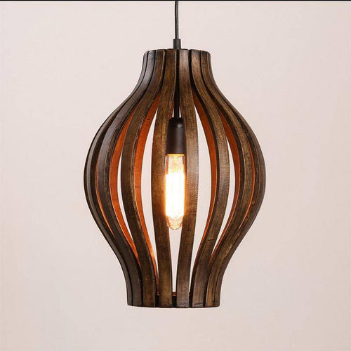 Suspension industrielle rétro style rustique cage en bois - vue 4 sur 7