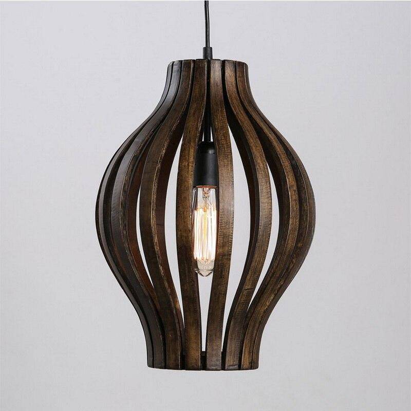 Suspension industrielle rétro style rustique cage en bois - vue 5 sur 7