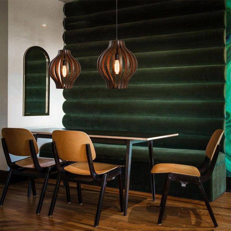 Suspension industrielle rétro style rustique cage en bois
