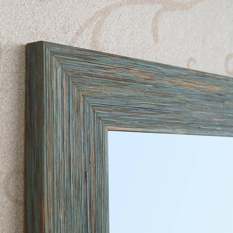 Rectangular wall mirror with retro industrial blue frame