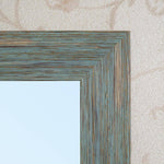 Miroir mural rectangulaire avec cadre bleu retro industriel