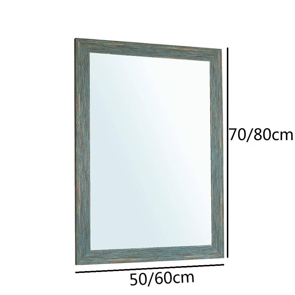 Miroir mural rectangulaire avec cadre bleu retro industriel - vue 8 sur 8