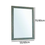 Miroir mural rectangulaire avec cadre bleu retro industriel