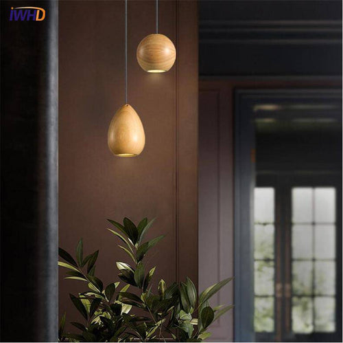 pendant light LED design vintage wooden ball