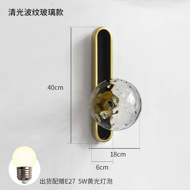 Lámpara de pared design oro con bola de cristal americano