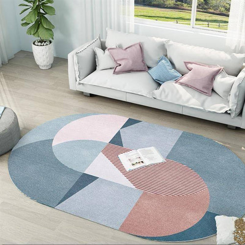 Modern oval carpet with geometric shapes Sofa C