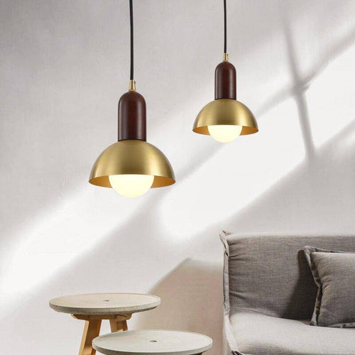 Suspension design LED dorée avec abat-jour arrondi Art - vue 4 sur 4