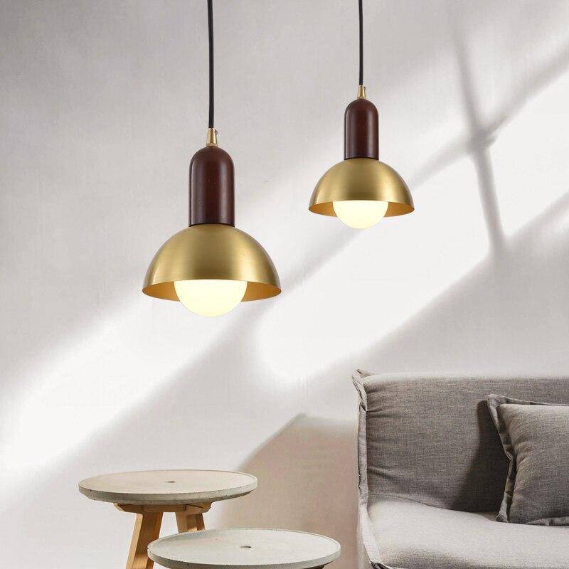 Suspension design LED dorée avec abat-jour arrondi Art - vue 3 sur 4