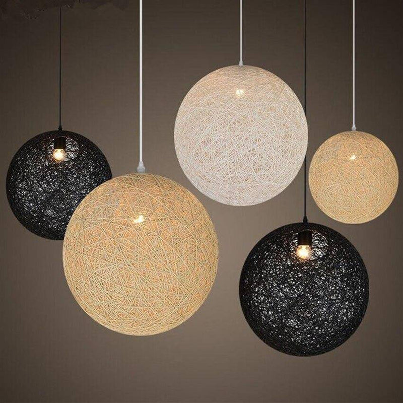 pendant light Rattan LED with colored ball Simple