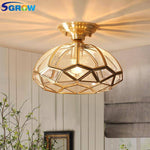 Plafonnier LED rustique doré en verre Sgrow