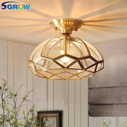 Lámpara de techo LED rústica dorada de cristal Sgrow