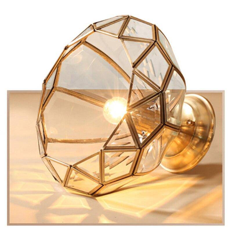 Plafonnier LED rustique doré en verre Sgrow - vue 6 sur 6