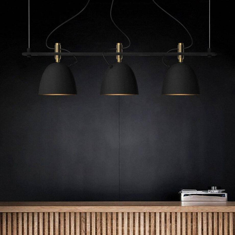 Suspension design LED avec plusieurs abats-jours noirs Loft