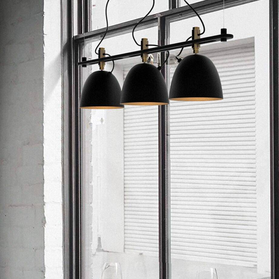 Suspension design LED avec plusieurs abats-jours noirs Loft - vue 5 sur 6