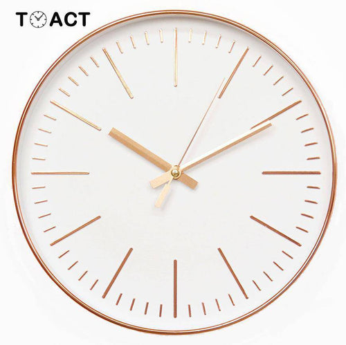 Horloge murale ronde design simple rose gold ou argentée 30cm Round