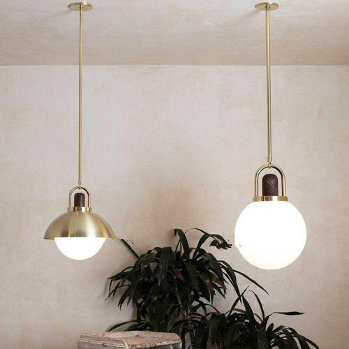 pendant light LED design with glass ball and gold metal