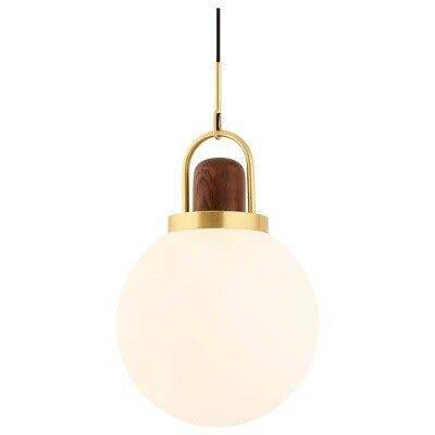 Suspension design LED avec boule en verre et métal doré - vue 7 sur 7