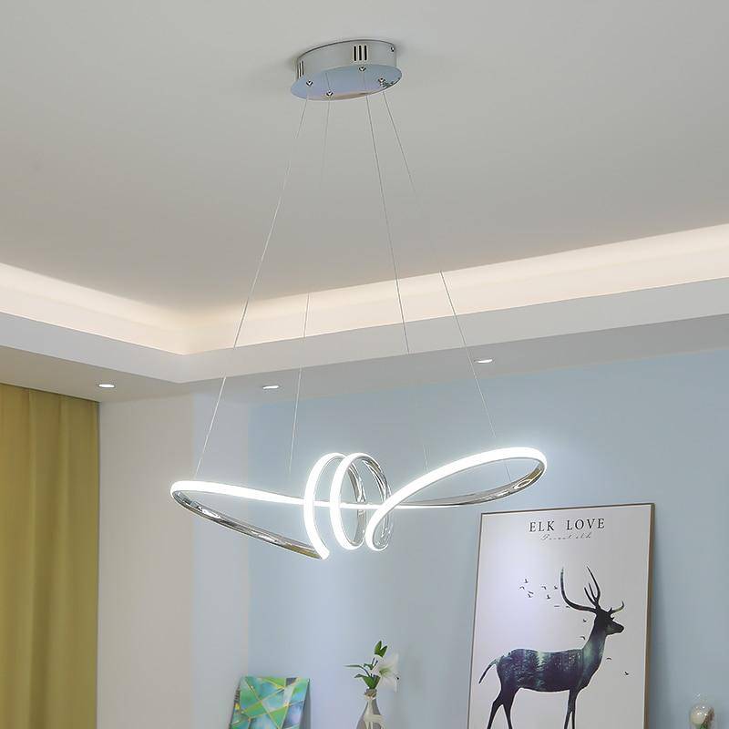 Neo LED design chandelier with golden spirals