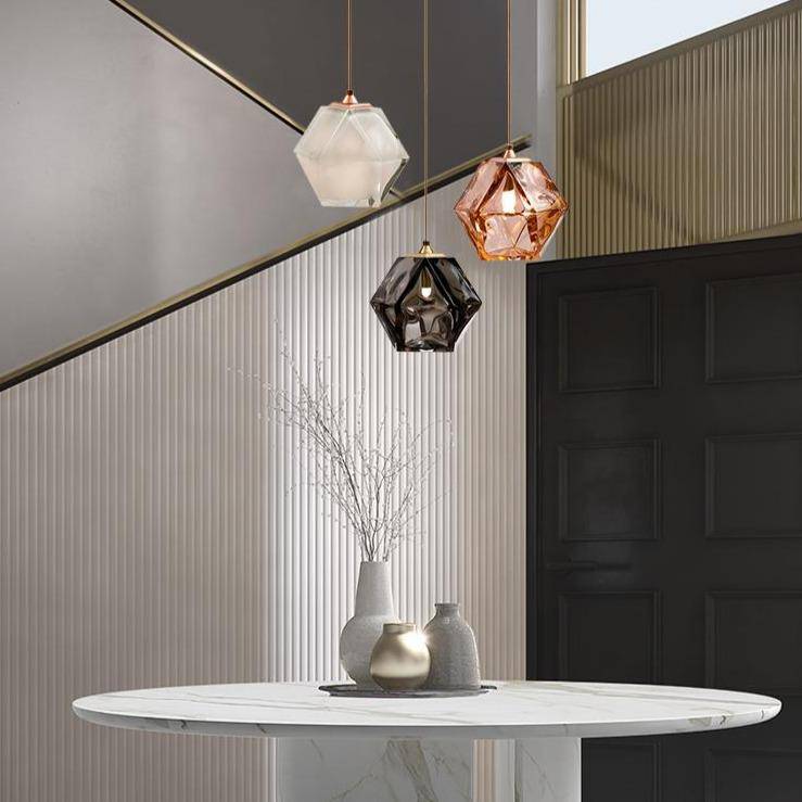 pendant light colored diamond design in crystal glass