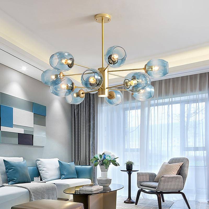 Design chandelier with Ball glass branches and balls