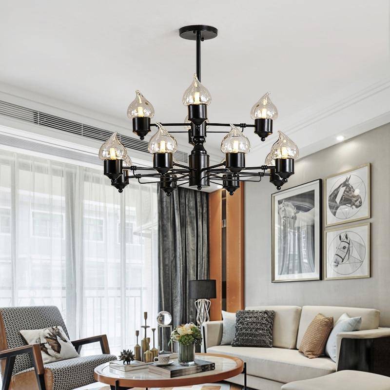 Lustre design à lampes bougies moderne - vue 3 sur 9